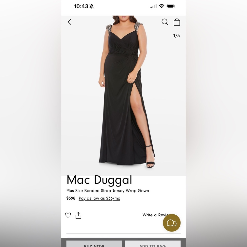 Mac Duggar Jersey gown with beaded straps
